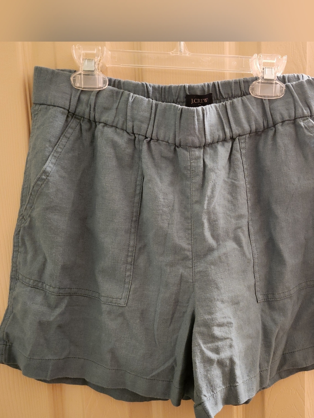 J. Crew Green Elastic Waist Shorts W/ Hip Pockets Sz Small
